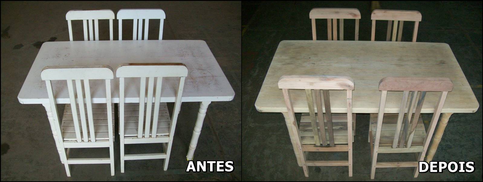 Trabalho de jateamento antes e depois