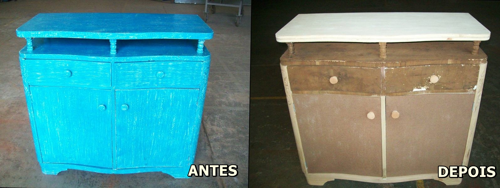 Trabalho de jateamento antes e depois