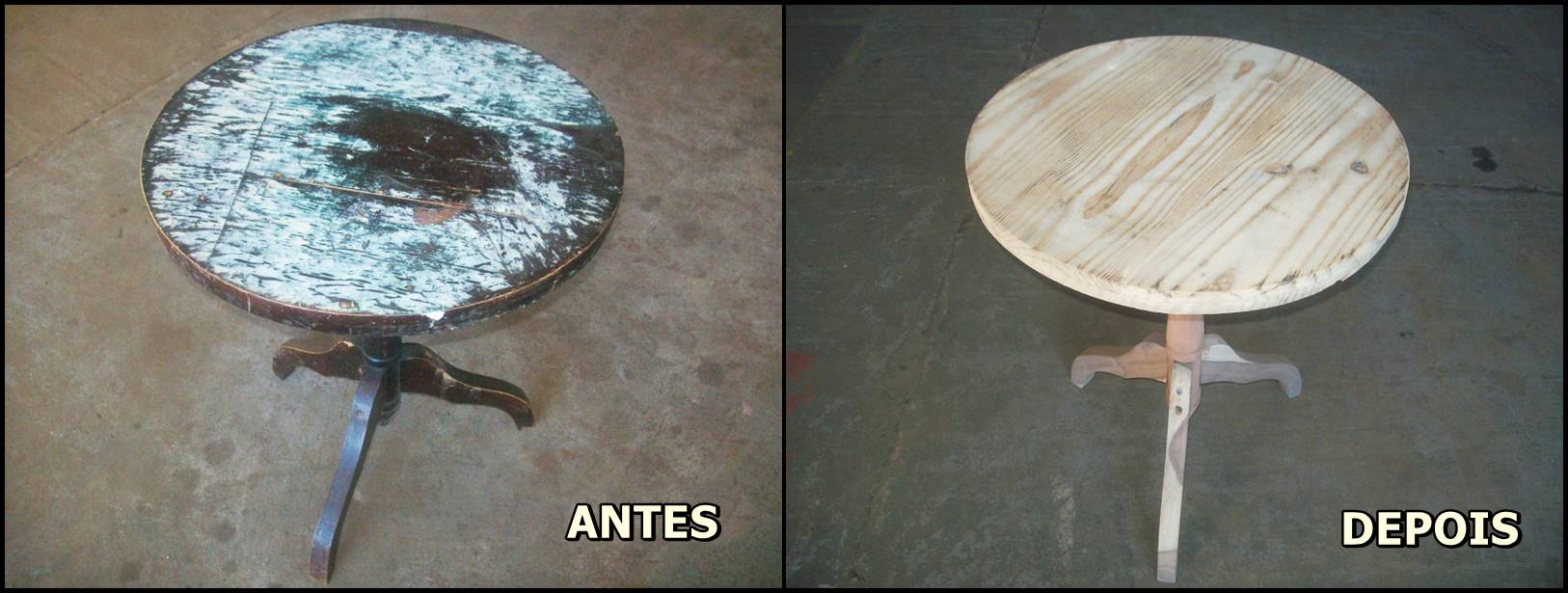 Trabalho de jateamento antes e depois