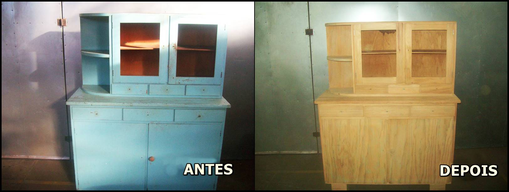 Trabalho de jateamento antes e depois