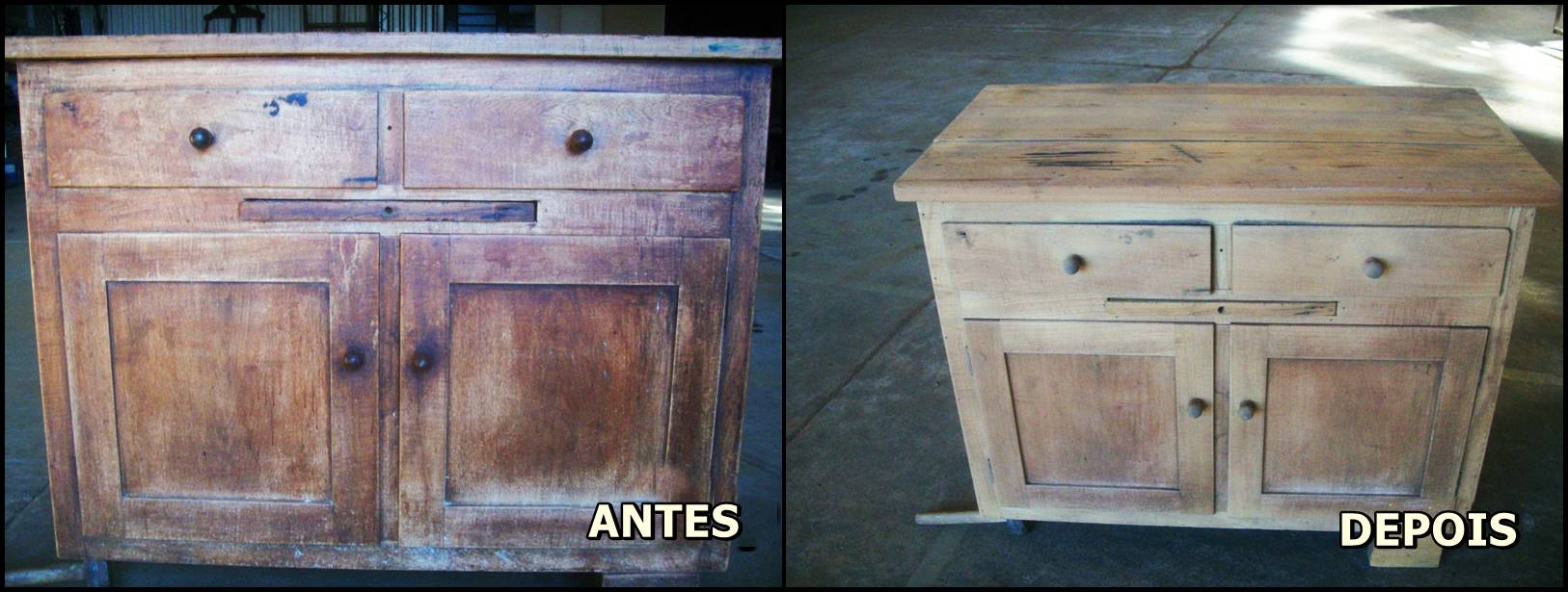 Trabalho de jateamento antes e depois